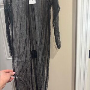 Zara Black Sheer Long Robe